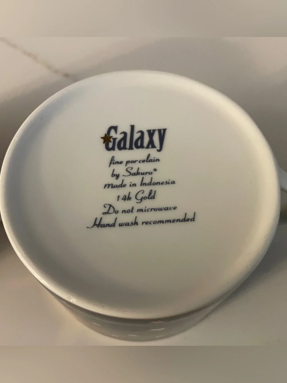 Galaxy by Sakura Red or Blue and White Cup and Saucer with 14K Gold Accents